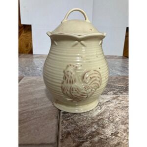 Lenox Provencal Garden Rooster Medium Canister Yellow Stoneware 6115794 7in
